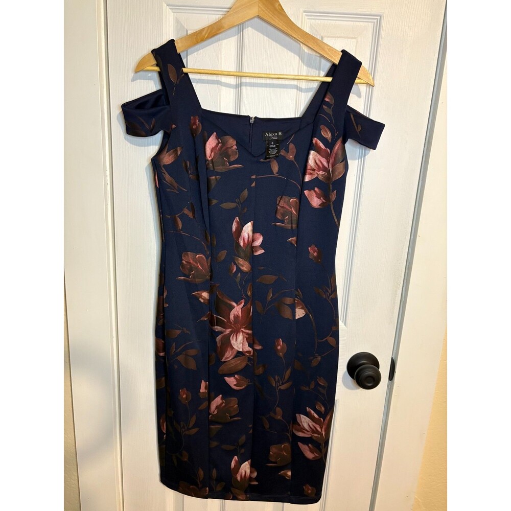 Alexia B. Navy Floral Sleeveless Dress – Size 6 – Made in Vietnam (nwot)